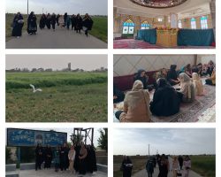 برنامه صبحگاهی گروه ورزشی بانوان با نشاط روستای نیر شامل پیادهروی، غبارروبی مزار شهدا و زیارت و صبحانه در بارگاه امامزاده قاسم به مناسبت هفته جمعیت با شعار «همه برای ایران جوان» به همت هیئت ورزشهای همگانی شهرستان درگزین